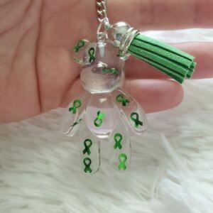 Green Awareness Ribbon Bear Keychain